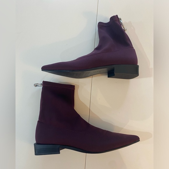 Women’s ZARA Pointed Toe Zipper Booties -Maroon/plum -Size EU 36 us 6 NWOB - Picture 10 of 11